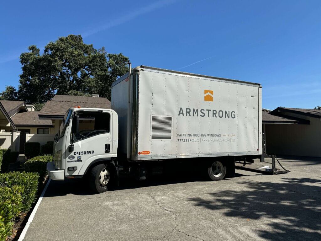 Armstrong foam roofing installation truck