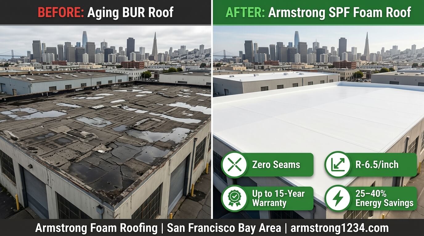 before and after photo of a commercial building