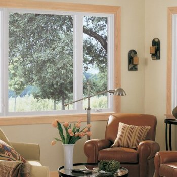 Armstrong Windows - corner of sitting room with white vinyl replacement window on 2 walls