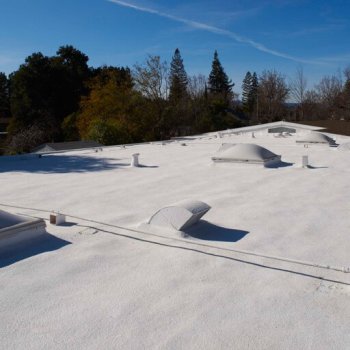 Armstrong Foam Roofing - spray-foam-roofing-system on a flat roof with skylights