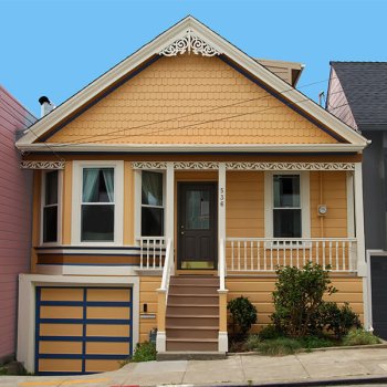 Armstrong Painting - Exterior Painting of two storey orange home with Curb Appeal