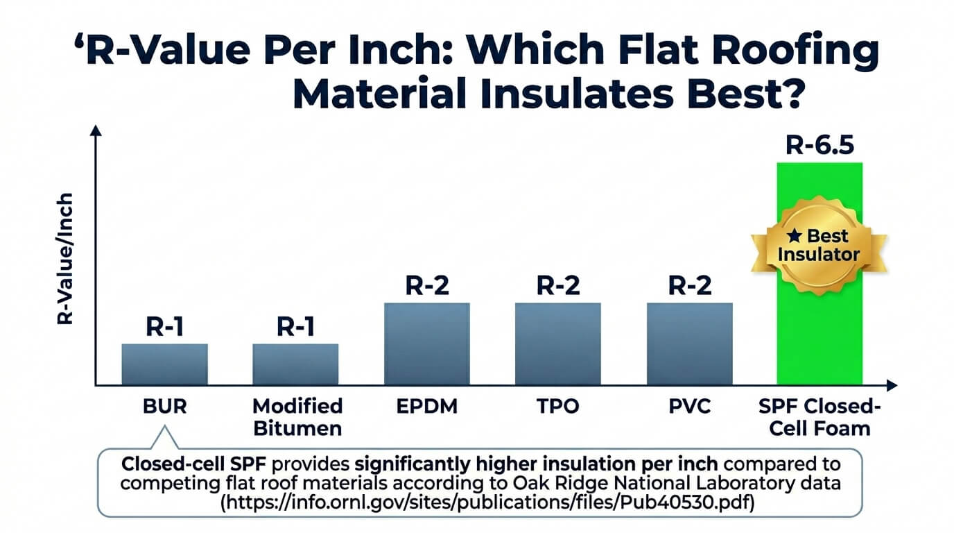 bar graph of R-Value comparison of roofing material